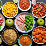 **A colorful and appetizing spread of Flexitarian food.** This should showcase a variety of plant-based dishes (fruits, vegetables, grains, legumes) alongside a small portion of responsibly sourced meat or fish. The image should emphasize the balance and flexibility of the diet.