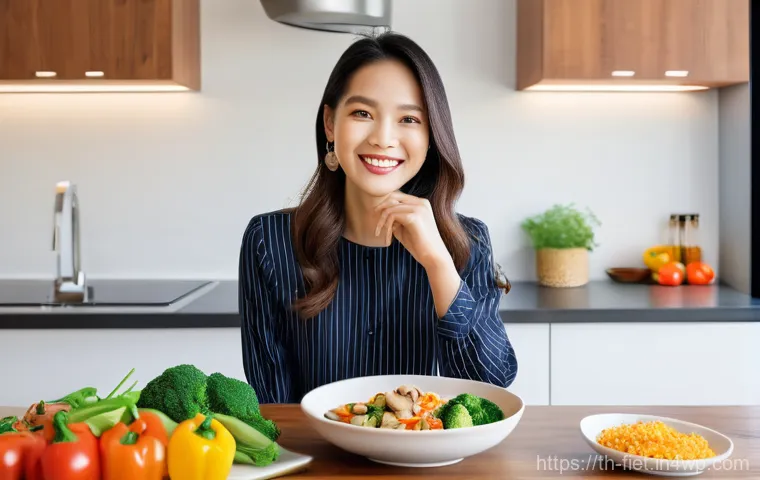 플렉시테리언 식단에서의 식사 후기와 팁 - **Prompt 1: A joyful individual enjoying a vibrant, healthy Flexitarian lunch outdoors.**
    A smil...