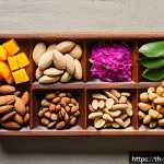 Home 20 플렉시테리언 식단을 위한 스낵과 음료 선택 - A vibrant, inviting snack setup featuring a variety of natural ingredients popular in Thai flexitari...